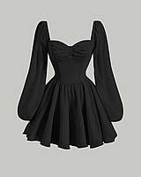 Модне жіноче плаття з корсетом та довгим рукавом чорний шоколад молоко рожевий XS/S M/L