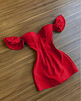 Жіноча коротка сукня міні з відкритими плечима чорна червона 42/44 46/48