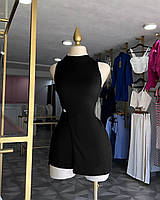 RAY Женский однотонный костюм двойка: шорты + кофта черный беж малина голубой XS/S M/L