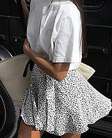 RAY Легкая женская летняя юбка мини на запах с высокой талией белая с различными принтами S-M M-L
