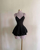 IZI Женское платье комбинезон мини с открытой спиной на бретельках черное красное XS/S M/L