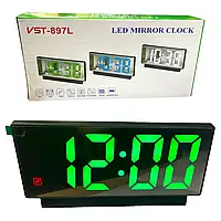 Настольные зеркальные часы VST-897L, будильник с датой, температурой 9090