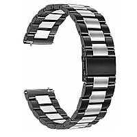 Ремешок металлический для часов 22 мм Rolex 3 Bead design Black-silver