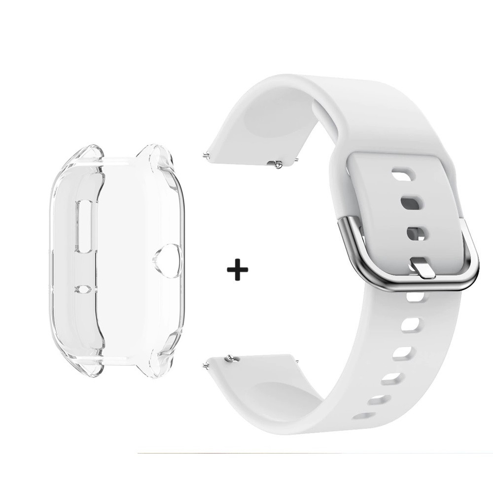 Комплект для годинника Amazfit GTS4 (прозорий чохол + білий ремінець 20 мм), фото 1