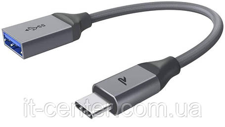 OTG кабель RAMPOW USB 3.0 / Type-C 0.15m Gray, фото 2