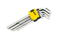 Ключі шестигранні MASTERTOOL CrV 1,5-10 мм 74/172 мм набір 9 шт 75-0956