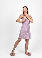 Сорочка для годування N.EL ліловий квітка, арт.983-09 (комплект нічна рубашка, бавовна)