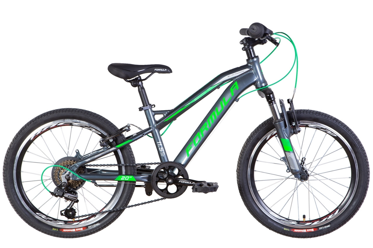 Велосипед 20" Formula BLACKWOOD 2022 (темно-сріблястий із зеленим) Velo