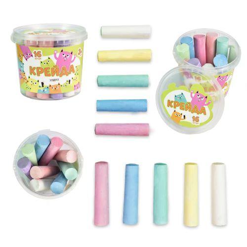 Крейда Велика кругла - 16 штук, різнокольорова [tsi239725-TSI], фото 1