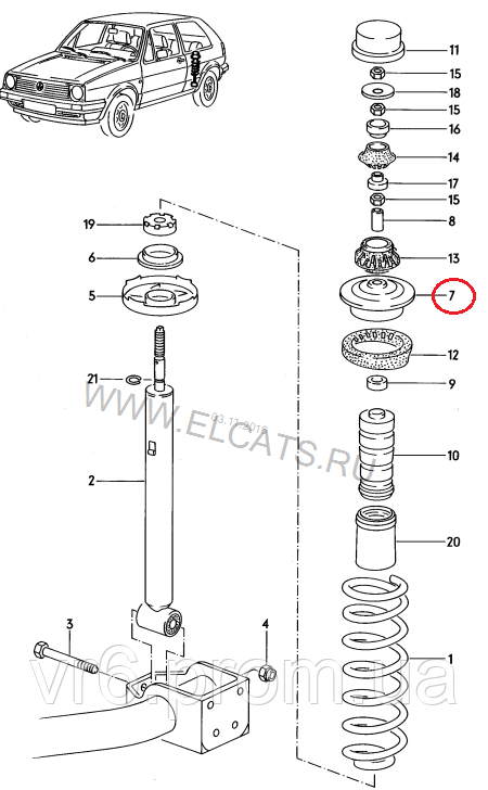 Опора пружины подвески задней VW 191512113 - фото 3 - id-p412625679