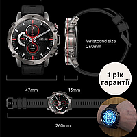 Чоловічий розумний годинник із крокоміром Водонепроникний годинник смарт сенсорний екран Smart watch з пульсометром