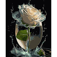 Набір для розпису по номерах на чорному фоні "Троянда у скляній вазі" 40х50 см [tsi239691-TCI]