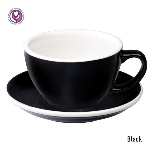 Чашка і блюдце для лате Loveramics Egg Cafe Latte Cup & Saucer Black, 300 мл