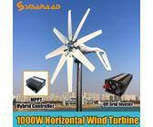 China Fabrik 1000w Wind Turbine Generator 12V 24V 48V DC zu 110V 220v AC home System Freies Grün