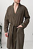 Чоловічий халат COSY з фактурного мусліну Duna, хакі, фото 6