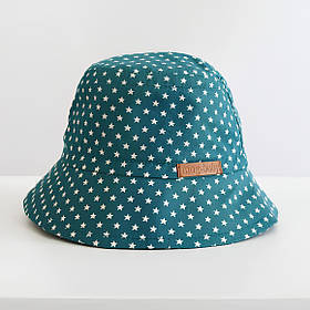 Дитяча літня панама із сатину 100% бавовна Classik 38-42 (3-6 міс.) MagBaby Зірки на смарагдовому