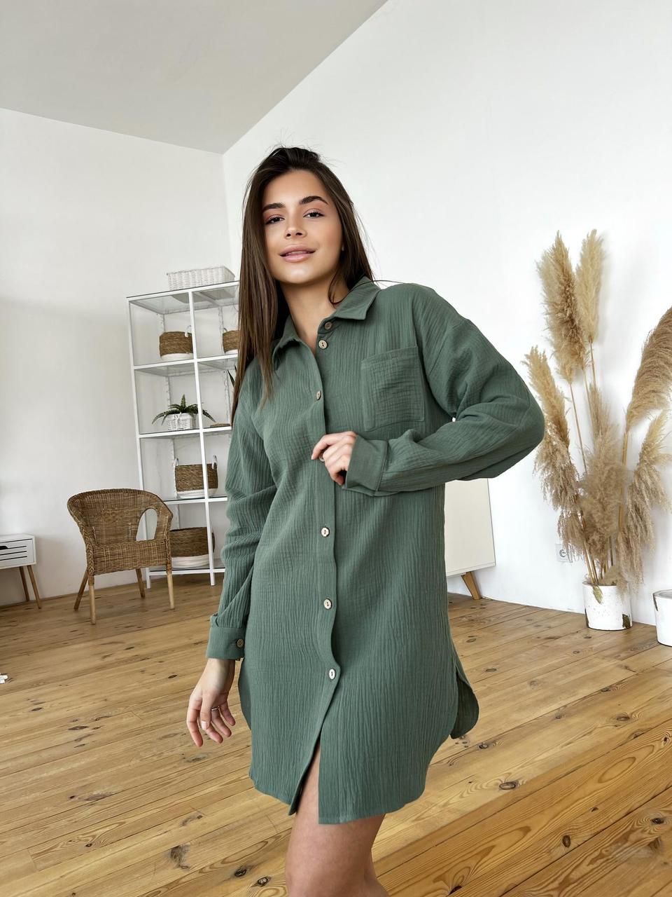 Жіночна сорочка Coconut COSY з мусліну, зелена
