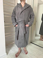 Чоловічий халат з капюшоном COSY махровий Fortune, сірий