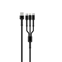 Кабель ColorWay USB-Lightning+MicroUSB+USB Type-C, 1.2м, Dark Grey (CW-CBU3003-GR) z13-2024