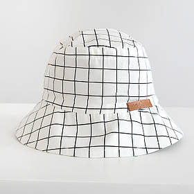 Дитяча літня панама із сатину 100% бавовна Classik 38-42 (3-6 міс.) MagBaby Білий у клітину