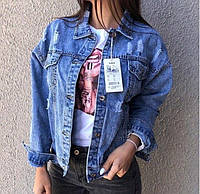 Стильная Женская Джинсовая куртка рубашка Ткань: Джинс Цвет: голубой Размер Х-С, С-М, М-Л