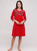 Красивый велюровый халат красного цвета средней длинны со стразами, Турция