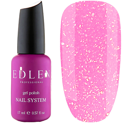 Каучукова база EDLEN Professional Cover Base SHIMMER №34, 17 мл яскраво-рожева з кольоровою слюдою, фото 1