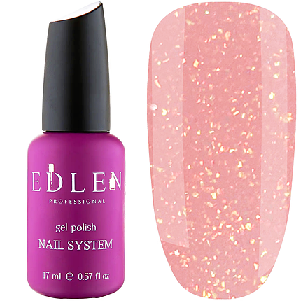 Каучукова база EDLEN Professional Cover Base SHIMMER №33, 17 мл персикова з кольоровою слюдою, фото 1