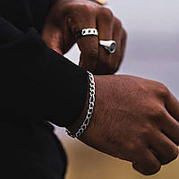 Мужской серебряный металлический браслет, цепочка на руку из стали