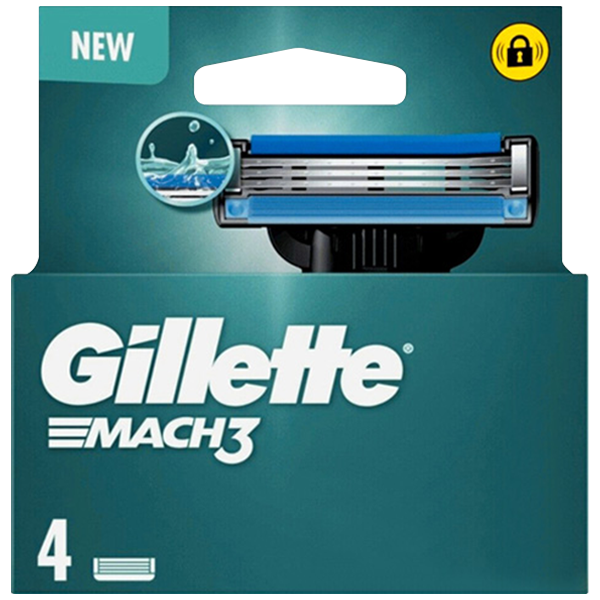 Лезвия (кассеты) для бритвенного станка Gillette Mach3 New (4 шт) - фото 1 - id-p1765140462