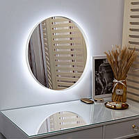 Зеркало настенное круглое 60 см с подсветкой в металической раме. Зеркала для прихожей, гостиной, дома лофт