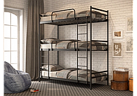 Кровать трехъярусная металлическая TRIO МК. Кровать в спальню из металла в стиле Loft
