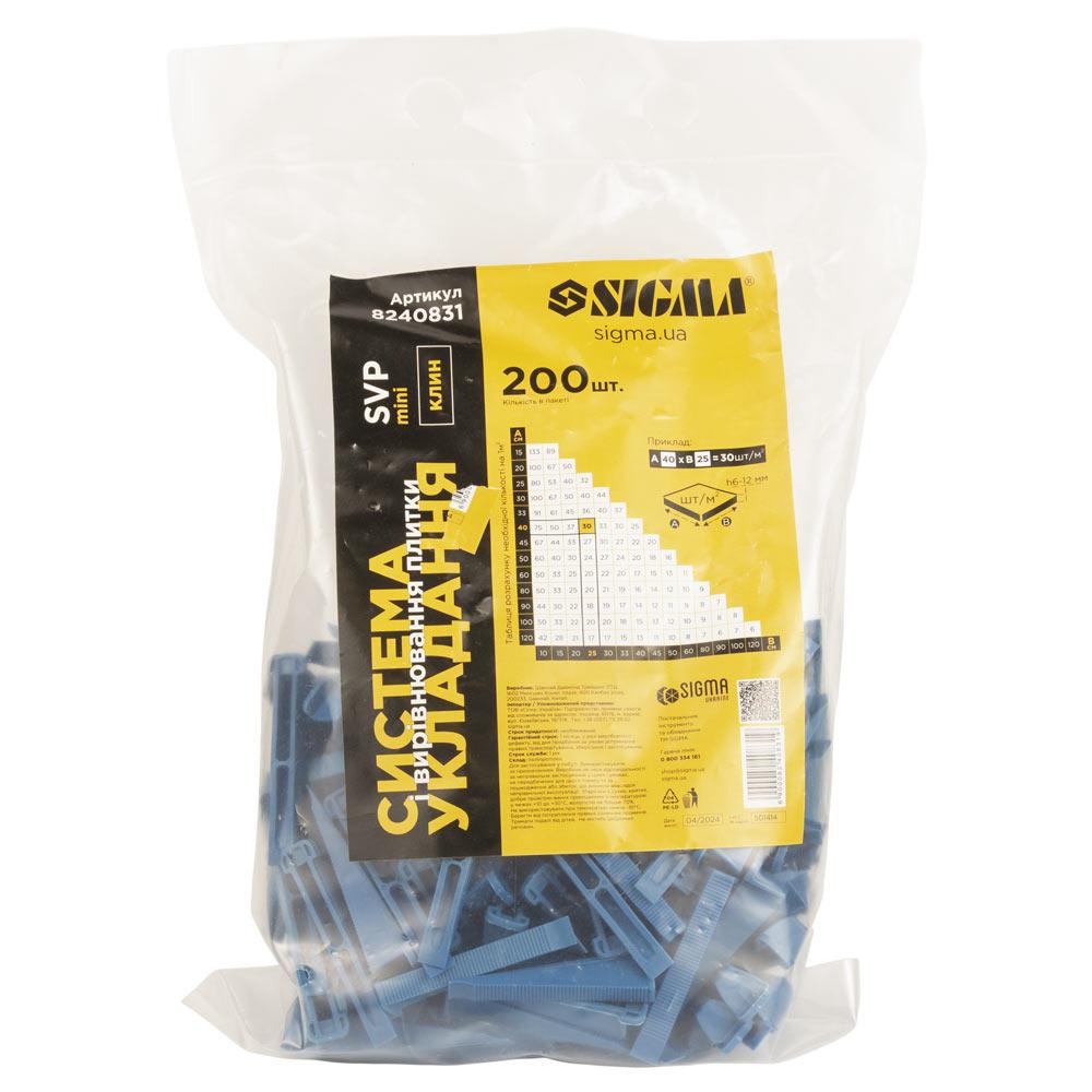Система укладання та вирівнювання плитки SVP Mini клин 200 шт SIGMA (8240831), фото 1