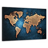 Картина на стену в гостиную/спальню Декор Карпаты "Карта мира в лазурных тонах" 60x100 см MK10118_M z118-2024