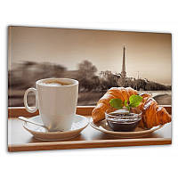 Картина на стену в гостиную/спальню Декор Карпаты "Завтрак на фоне Парижа" 60x100 см MK10185_M z118-2024