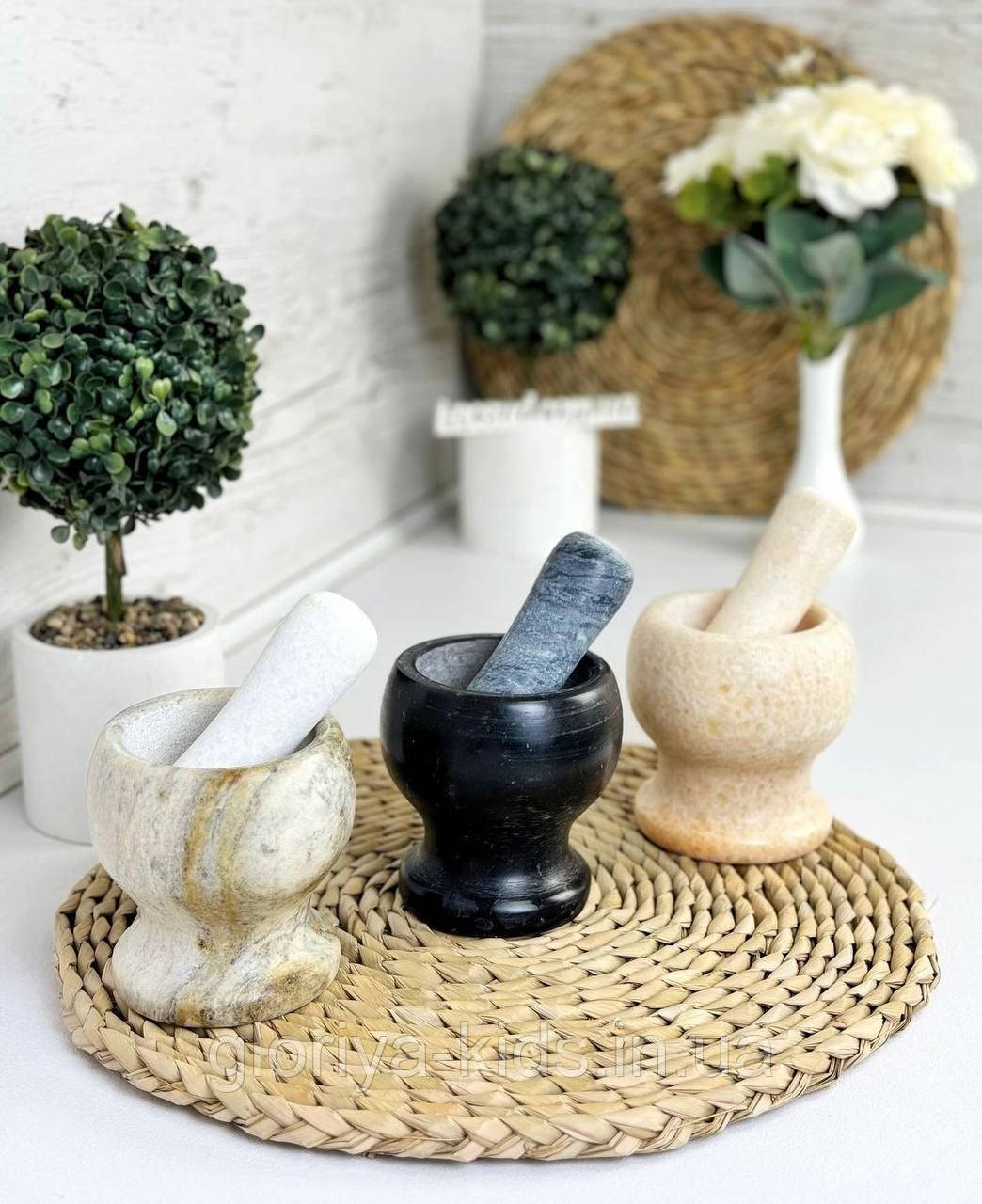 Ступка з товкачем мармурова