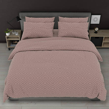 Світло коричнева однотонна тканина 220см з геометричним малюнком для постільної білизни Бязь Gold Luх, рулон 50 м, Пакистан, фото 1