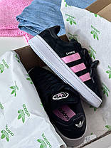 Жіночі кросівки Adidas Campus 00s Black True Pink Адідас Кампус чорні з рожевим замшеві демісезон, фото 6