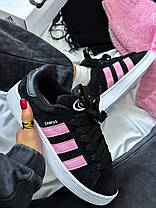 Жіночі кросівки Adidas Campus 00s Black True Pink Адідас Кампус чорні з рожевим замшеві демісезон, фото 4