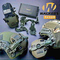 Original ! Тактичні навушники Walkers Razor з кріпленням на шолом Чебурашки, зелений