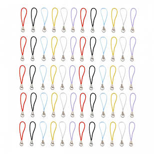 Набір Шнур із петлею Нейлон і Латунь, для Брелків, мобільних, Прикрасень, Мікс, 60 мм, кільце 8 мм, 6 кольорів