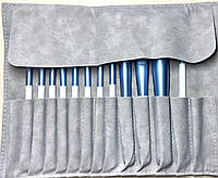 Набір пензлів для макіяжу Beik-Morandi Morandi 12 штук у чохлі Блакитний (mu12OL) z118-2024