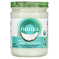 Органічне нерафіноване кокосове масло Nutiva Coconut Oil першого холодного віджиму для смаження 414 мл