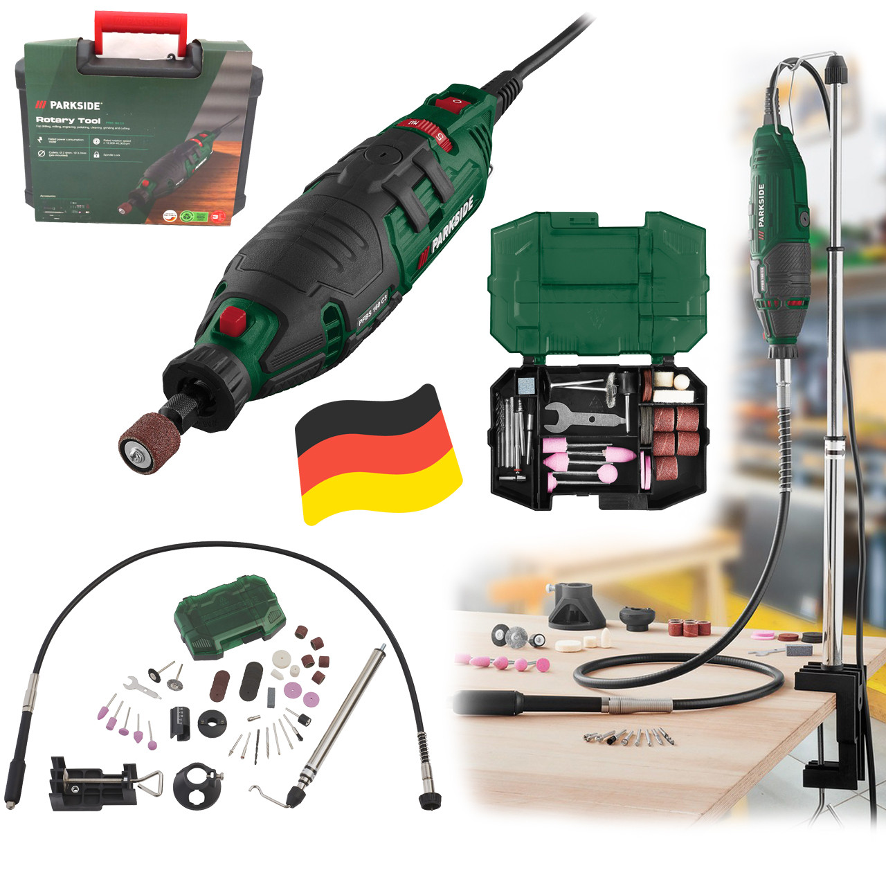 Гравер із гнучким валом Parkside PFBS 160 C3 (160 Вт, Німеччина), фото 1
