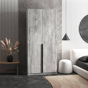 Шафа на 6 поличок колір бетон з чорними ручками одне відділення 100*219*50 см