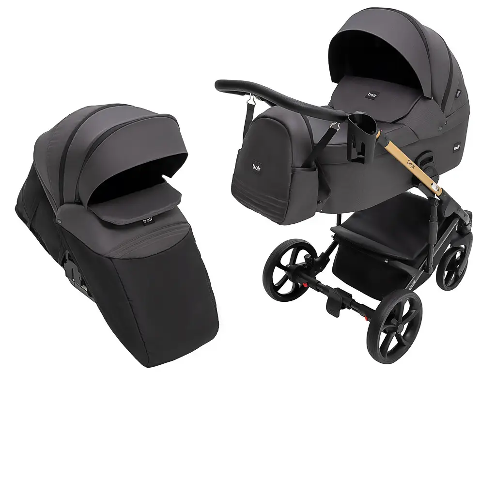 Коляска 2 в 1 Bair Onyx Soft OS-747 чорна, фото 1
