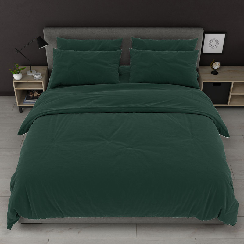 Темно зелена однотонна тканина 220 см для постільної білизни Бязь Gold Lux, рулон 50м, Пакістан