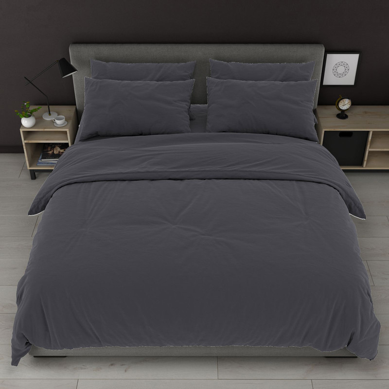 Темно сіра однотонна тканина 220 см для постільної білизни Бязь Gold Lux, рулон 50м, Пакістан