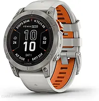 Часи GARMIN Fenix 7 Pro Sapphire Solar Tytan z paskiem Fog Gray/Ember Orange (010-02777-21)