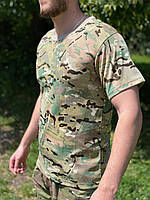 Тактична чоловіча футболка розмір XXL прямого крою для військових з принтом швидковисихаюча бойова Камуфляж